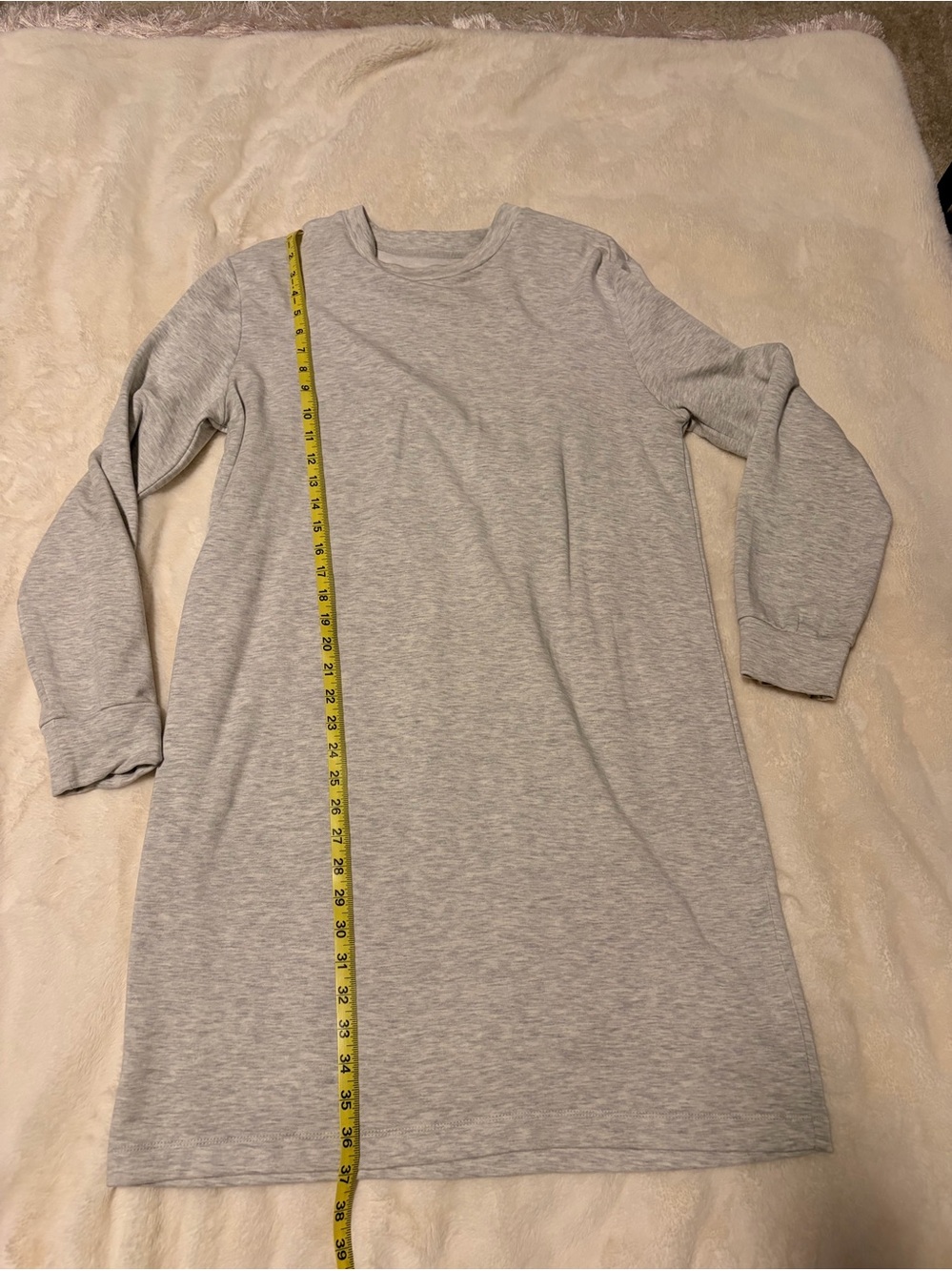 Lou & Grey Heather Light Gray Long Sleeve Sweatshirt Dress